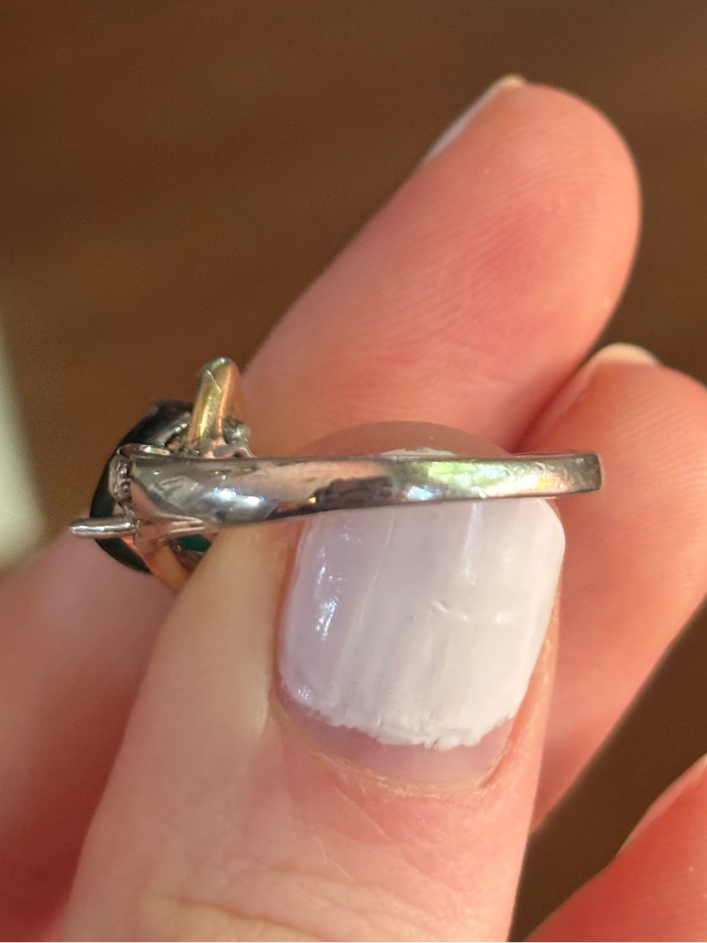 925 Silver & 10K Gold Two Tone Simulated Emerald Diamond Ring Sz 7 - Picture 10 of 10